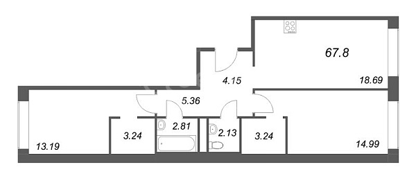 2-к квартира в новостройке, 67 кв.м., Петроградский район, Пионерская ул.