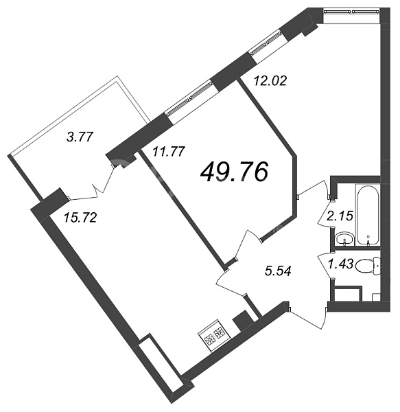 2-к квартира в новостройке, 49 кв.м., Петроградский район, Ремесленная ул.