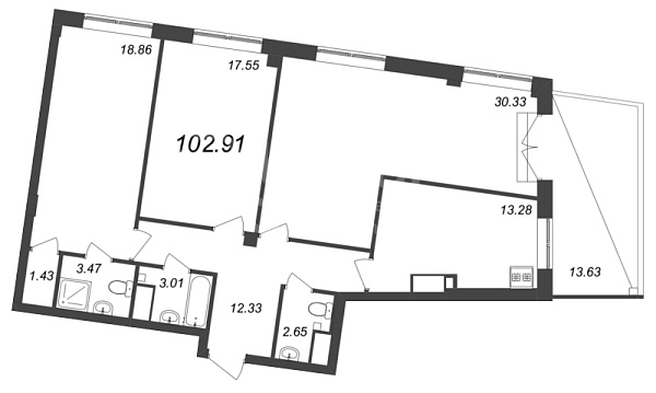 3-к квартира в новостройке, 107 кв.м., Петроградский район, Ремесленная ул.