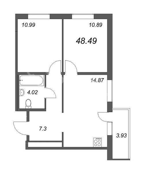 2-к квартира в новостройке, 53 кв.м., Тихая ул.