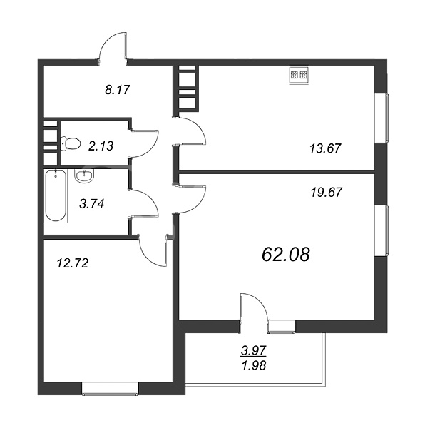 2-к квартира в новостройке, 62 кв.м., Ленинградское ш.