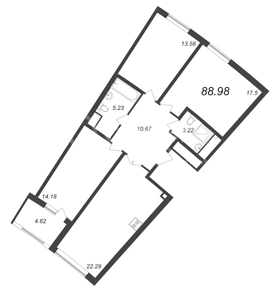 3-к квартира в новостройке, 88 кв.м., Василеостровский район, Морская наб.