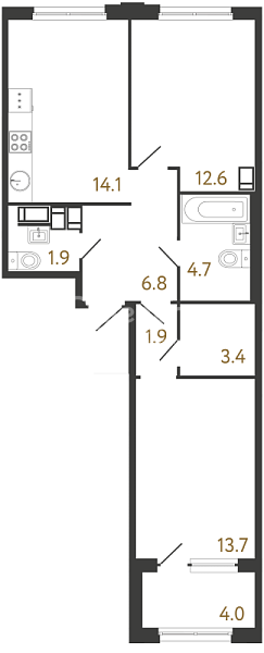 2-к квартира в новостройке, 59 кв.м., Выборгский район, Шостаковича ул.