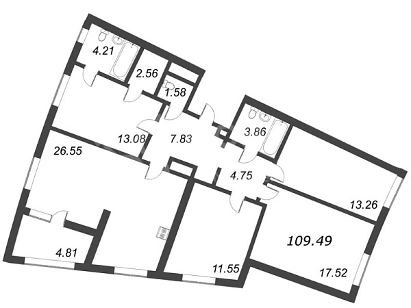 4-к квартира в новостройке, 109 кв.м., Василеостровский район, Морская наб.