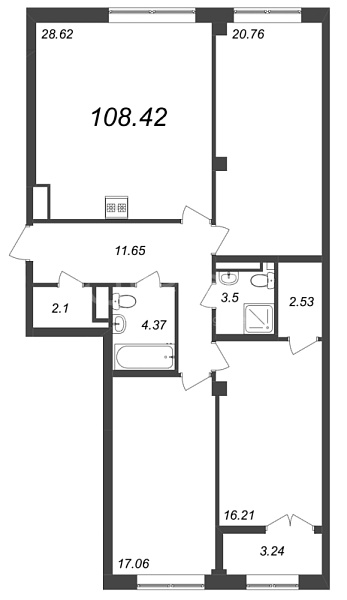 3-к квартира в новостройке, 108 кв.м., Петроградский район, Ремесленная ул.