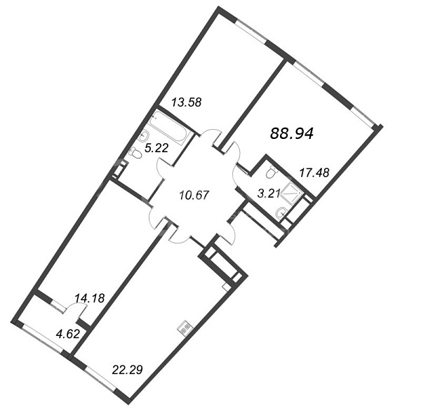 2-к квартира в новостройке, 88 кв.м., Василеостровский район, Морская наб.