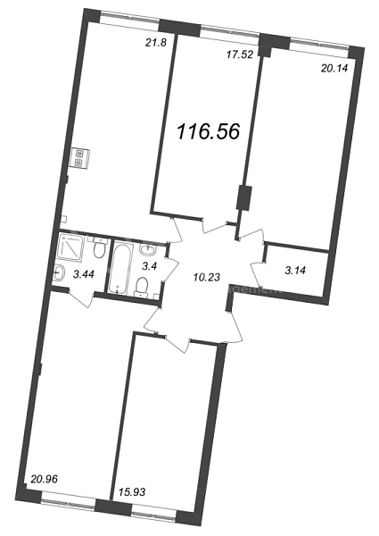 4-к квартира в новостройке, 116 кв.м., Петроградский район, Ремесленная ул.
