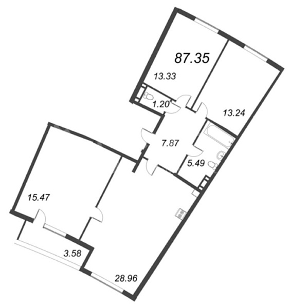 3-к квартира в новостройке, 87 кв.м., Василеостровский район, Морская наб.