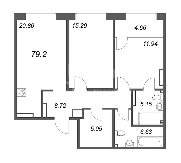 2-к квартира в новостройке, 81 кв.м., Петроградский район, Ремесленная ул.