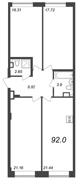 3-к квартира в новостройке, 92 кв.м., Петроградский район, Ремесленная ул.