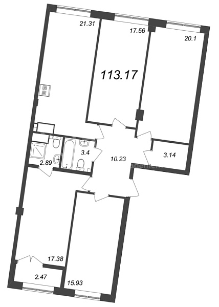 4-к квартира в новостройке, 113 кв.м., Петроградский район, Ремесленная ул.