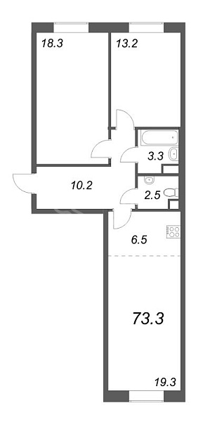 2-к квартира в новостройке, 73 кв.м., Петроградский район, Петровский пр-кт