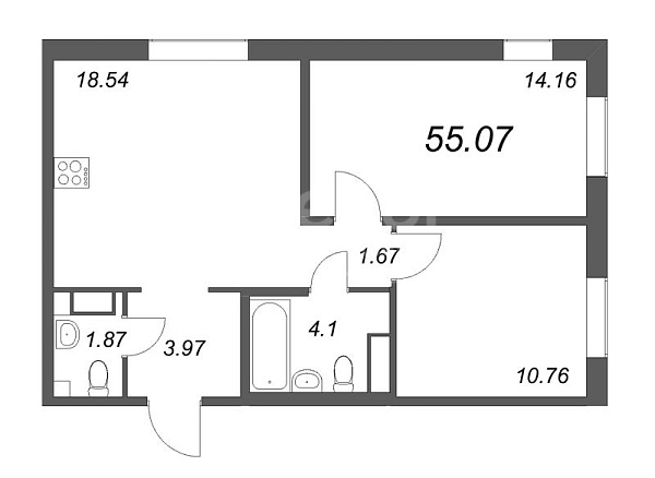 2-к квартира в новостройке, 55 кв.м., Ленинградское ш.