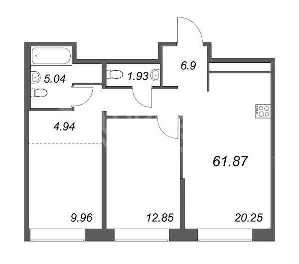 2-к квартира в новостройке, 61 кв.м., Петроградский район, Пионерская ул.