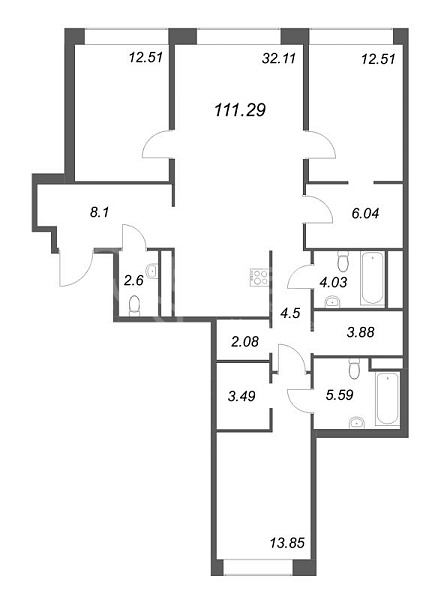 3-к квартира в новостройке, 111 кв.м., Петроградский район, Пионерская ул.