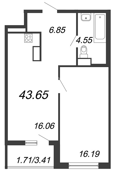 1-к квартира в новостройке, 47 кв.м., Приморский район, Белоостровская ул.