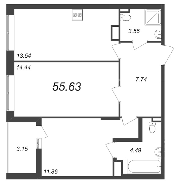 2-к квартира в новостройке, 55 кв.м., Приморский район, Белоостровская ул.