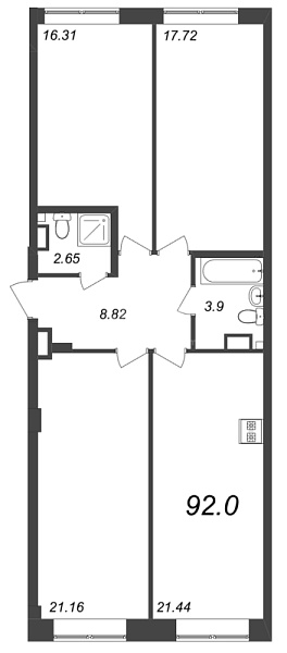 3-к квартира в новостройке, 92 кв.м., Петроградский район, Ремесленная ул.