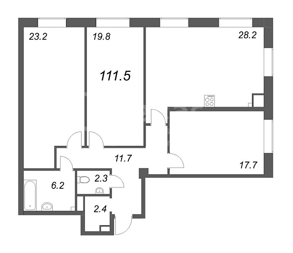 3-к квартира в новостройке, 112 кв.м., Петроградский район, Петровский пр-кт