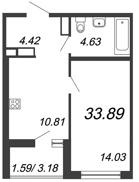 1-к квартира в новостройке, 37 кв.м., Приморский район, Белоостровская ул.