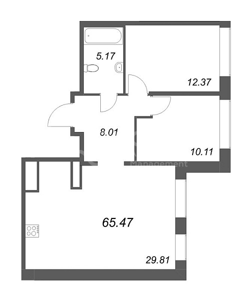 2-к квартира в новостройке, 65 кв.м., Петроградский район, Пионерская ул.