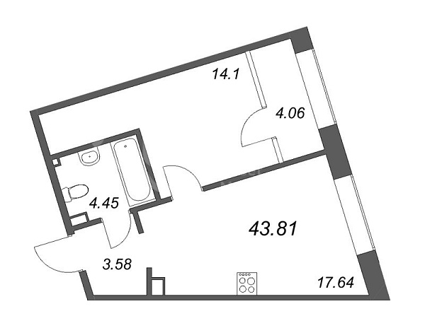 1-к квартира в новостройке, 45 кв.м., Петроградский район, Ремесленная ул.