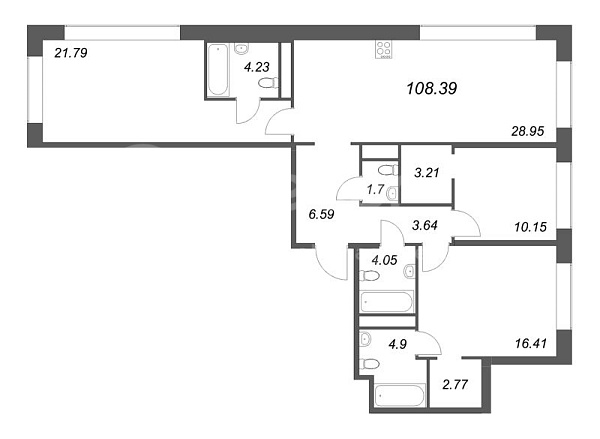 3-к квартира в новостройке, 108 кв.м., Петроградский район, Пионерская ул.