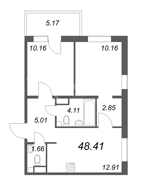 2-к квартира в новостройке, 48 кв.м., Ленинградское ш.