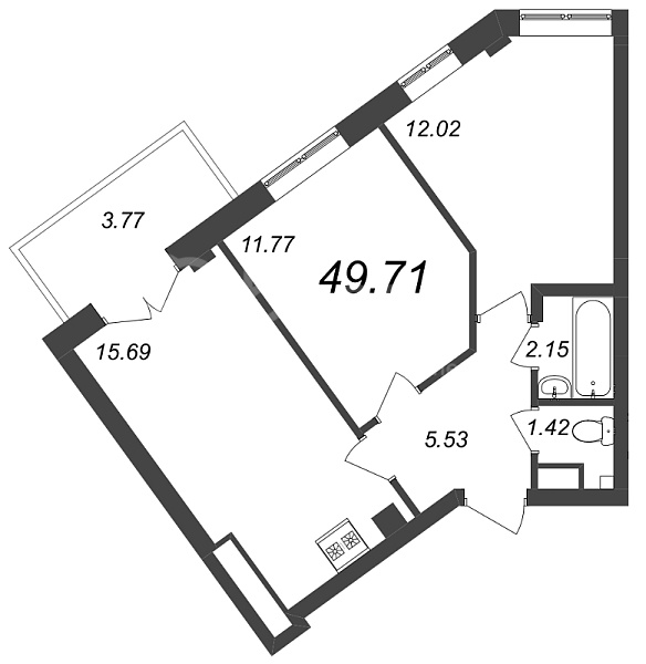 2-к квартира в новостройке, 49 кв.м., Петроградский район, Ремесленная ул.