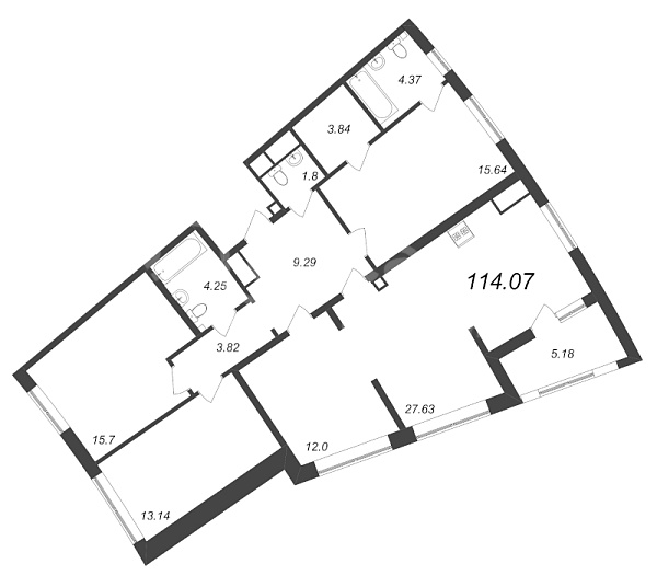 3-к квартира в новостройке, 114 кв.м., Василеостровский район, Морская наб.