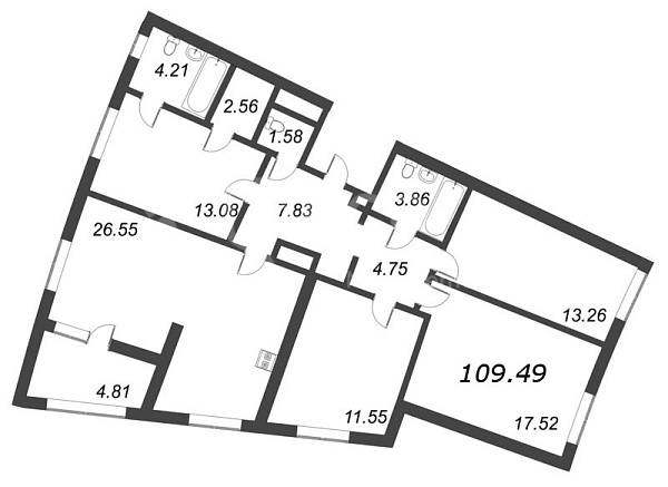 4-к квартира в новостройке, 109 кв.м., Василеостровский район, Морская наб.