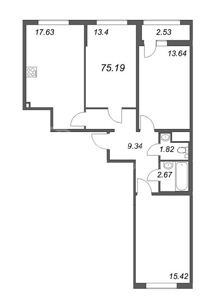 3-к квартира в новостройке, 74 кв.м., Василеостровский район, Морская наб.