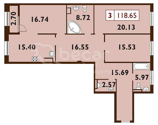 3-к квартира в новостройке, 118 кв.м., Петроградский район, Петровский пр-кт