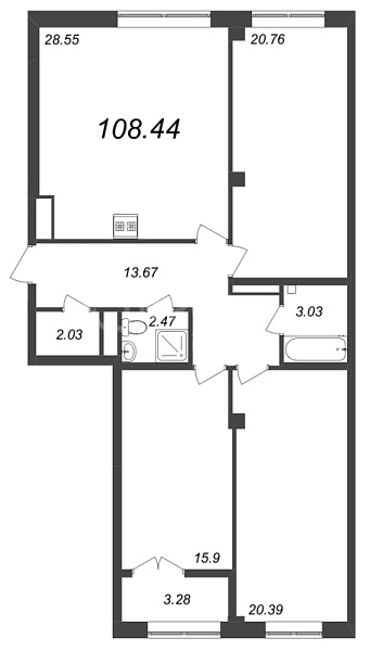 3-к квартира в новостройке, 108 кв.м., Петроградский район, Ремесленная ул.