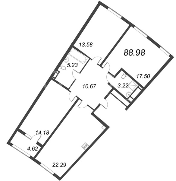 3-к квартира в новостройке, 88 кв.м., Василеостровский район, Морская наб.