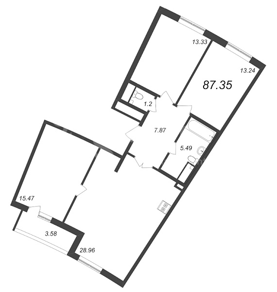 3-к квартира в новостройке, 87 кв.м., Василеостровский район, Морская наб.