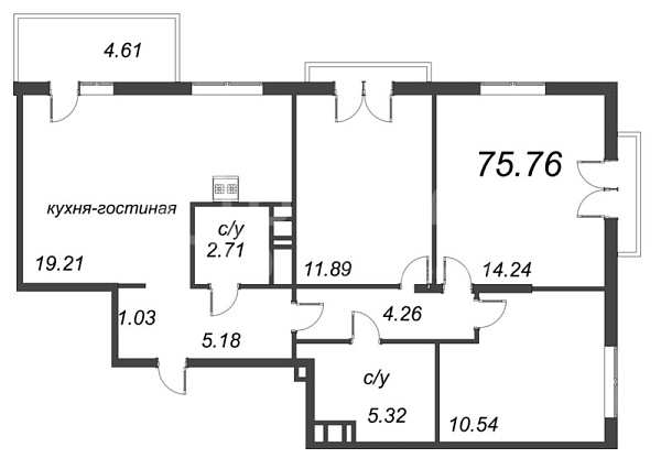 3-к квартира в новостройке, 75 кв.м., Голландская ул.