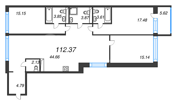 3-к квартира в новостройке, 111 кв.м., Петроградский район, Пионерская ул.