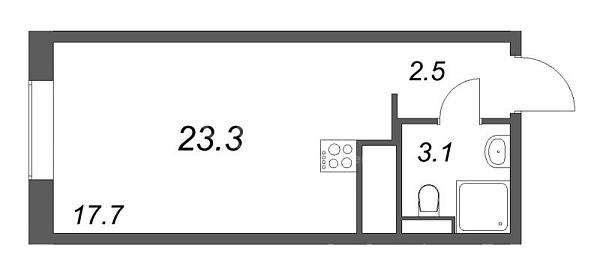 Студия в новостройке, 23 кв.м., Красногвардейский район, Партизанская ул.