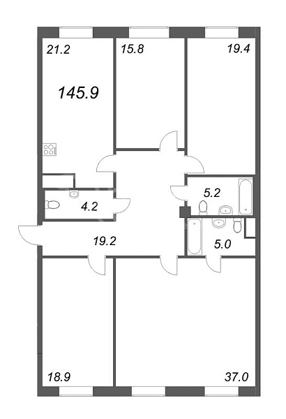 3-к квартира в новостройке, 147 кв.м., Петроградский район, Петровский пр-кт