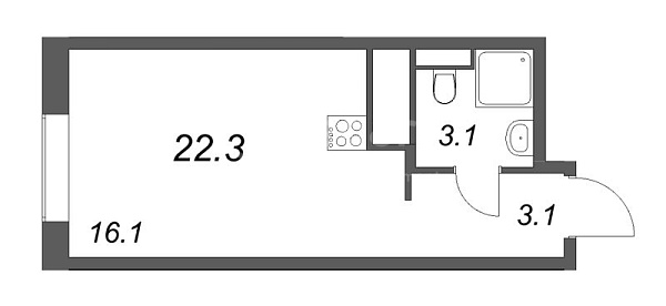 Студия в новостройке, 22 кв.м., Красногвардейский район, Партизанская ул.