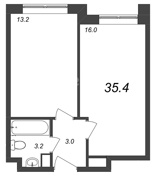 1-к квартира в новостройке, 35 кв.м., Невский район, Октябрьская наб.