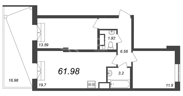 2-к квартира в новостройке, 61 кв.м., Петроградский район, Ремесленная ул.