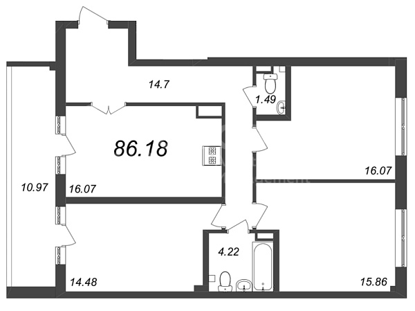 3-к квартира в новостройке, 87 кв.м., Петроградский район, Ремесленная ул.