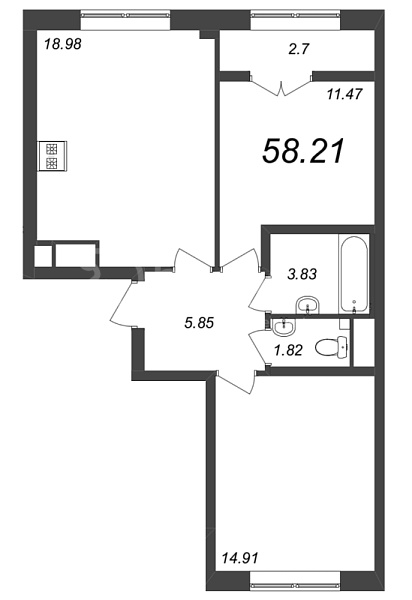 2-к квартира в новостройке, 57 кв.м., Петроградский район, Ремесленная ул.