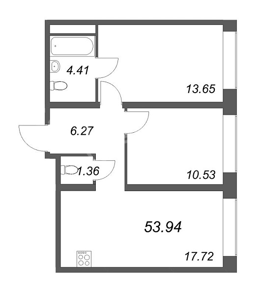 2-к квартира в новостройке, 53 кв.м., Петроградский район, Пионерская ул.