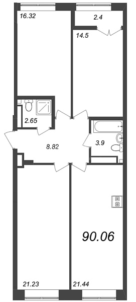 3-к квартира в новостройке, 89 кв.м., Петроградский район, Ремесленная ул.