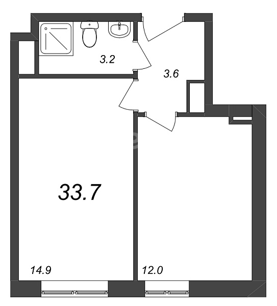 1-к квартира в новостройке, 33 кв.м., Невский район, Октябрьская наб.