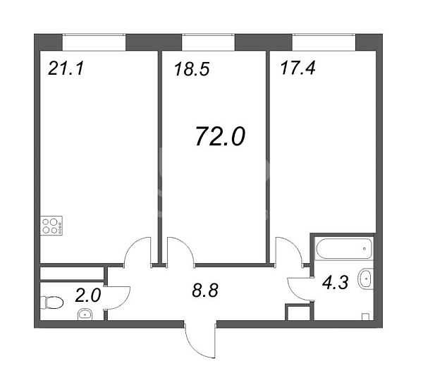 2-к квартира в новостройке, 71 кв.м., Петроградский район, Петровский пр-кт