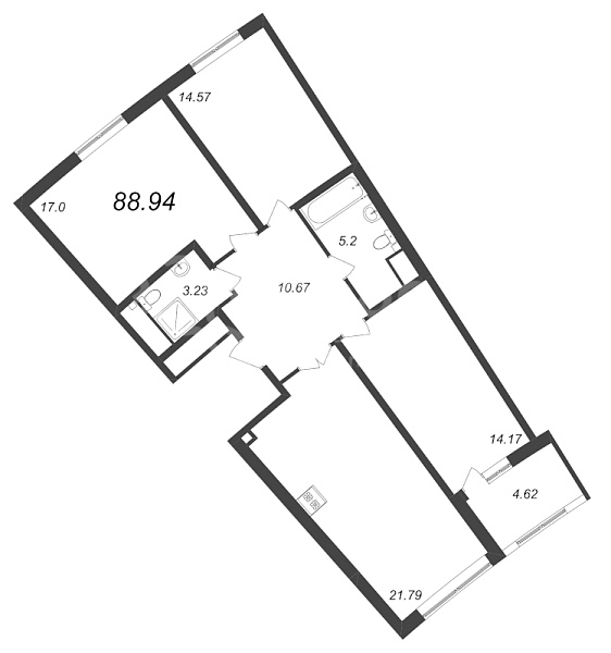 2-к квартира в новостройке, 88 кв.м., Василеостровский район, Морская наб.